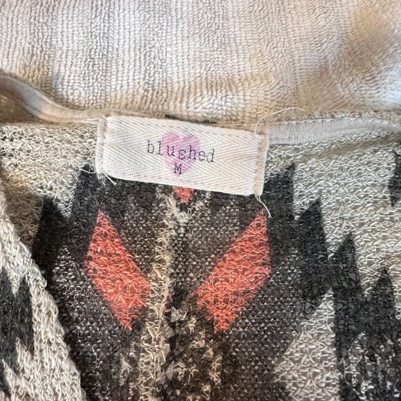 Blushed Cardigan Womens M Open Front Aztec Geometric Knit Sweater Boho Fall - Picture 4 of 4